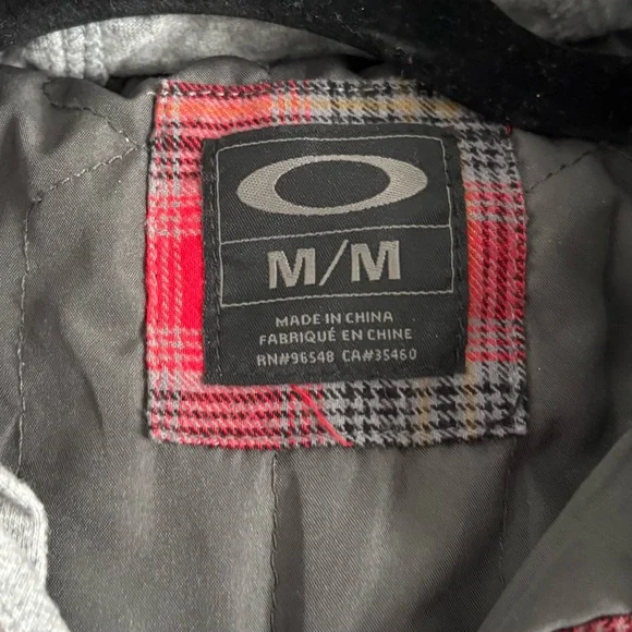 Oakley Mens Hooded Quilted Red Flannel Shirt Jacket Size M Plaid Patterned - Picture 8 of 14